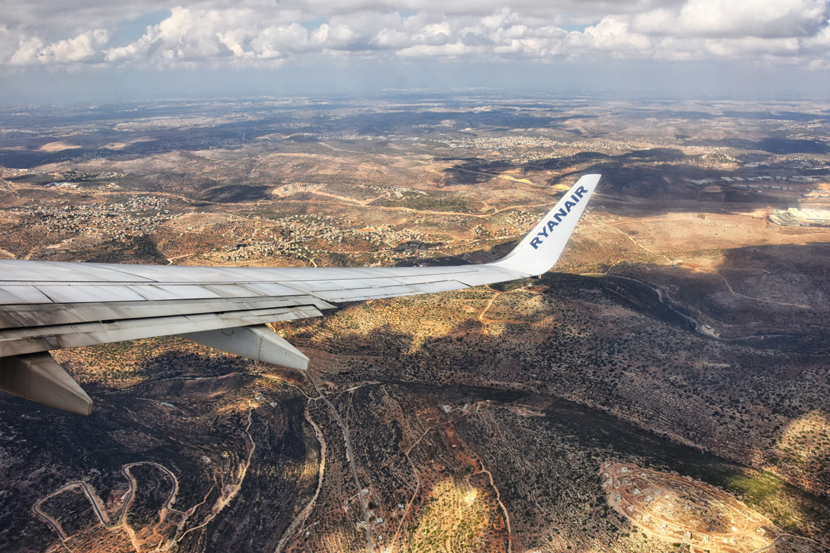 View from Airplane window shortly before landing at Ben Gurion Airport