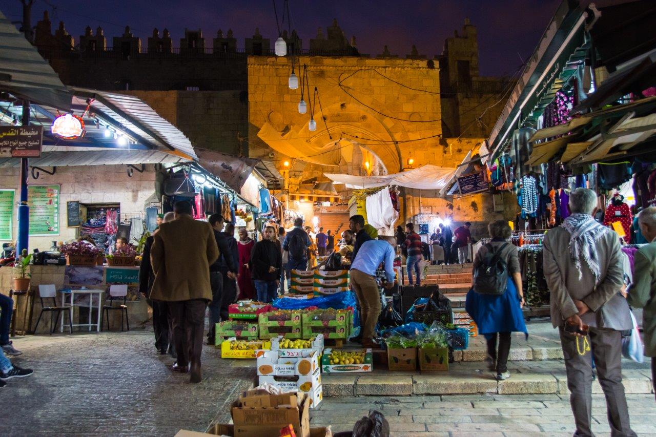 Jerusalem, the market by Damascus Gate in the dark
