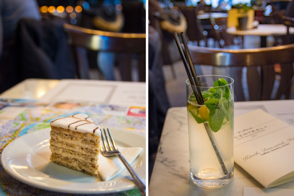 Cakes and lemonade at Cafe Central Budapest