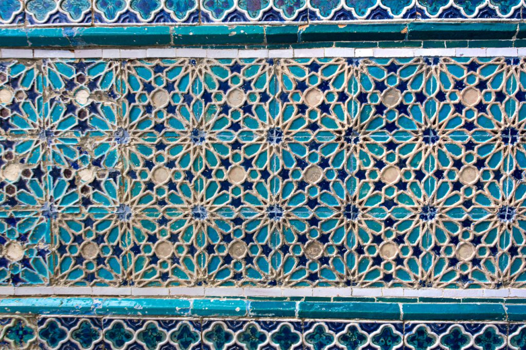 Uzbekistan, Samarkand, Shah-i-Zinda, detail