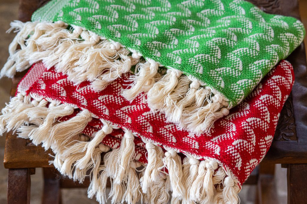 red and green handwoven hand towels from Jennifers Hamam in Istanbul