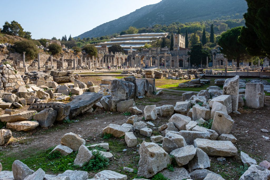 The Lower Agora of Ephesus, with the Terraced Houses and the Library in the background