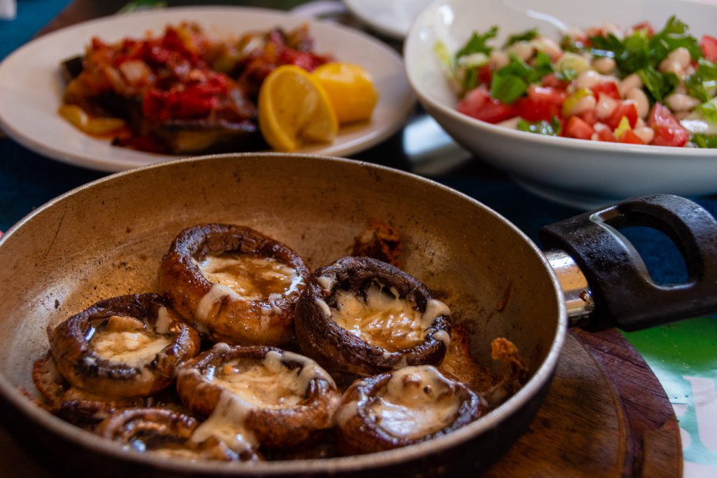 Cheese covered mushrooms in Selcuk, Turkey
