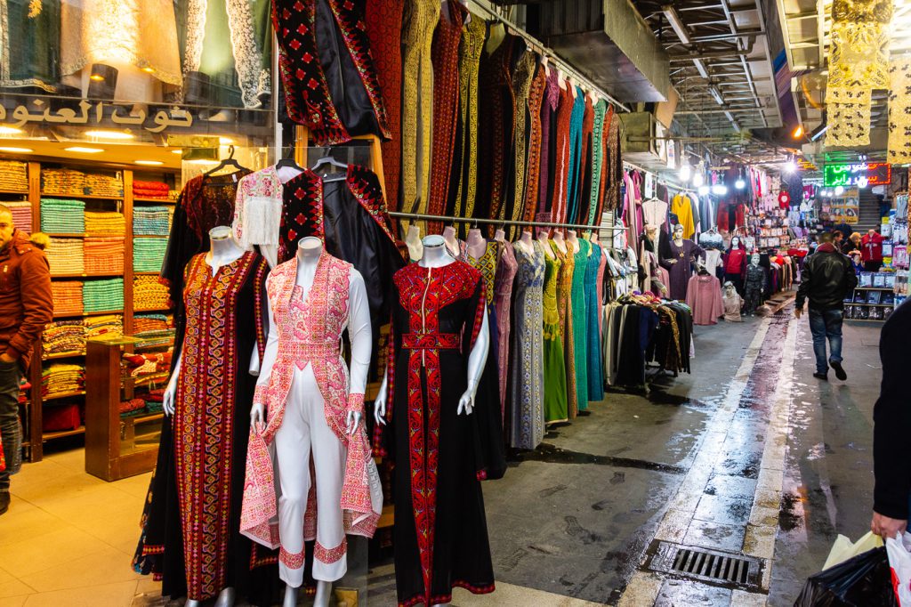 beautiful embroidered traditional Palestinian/Jordanien dresses in downtown Amman