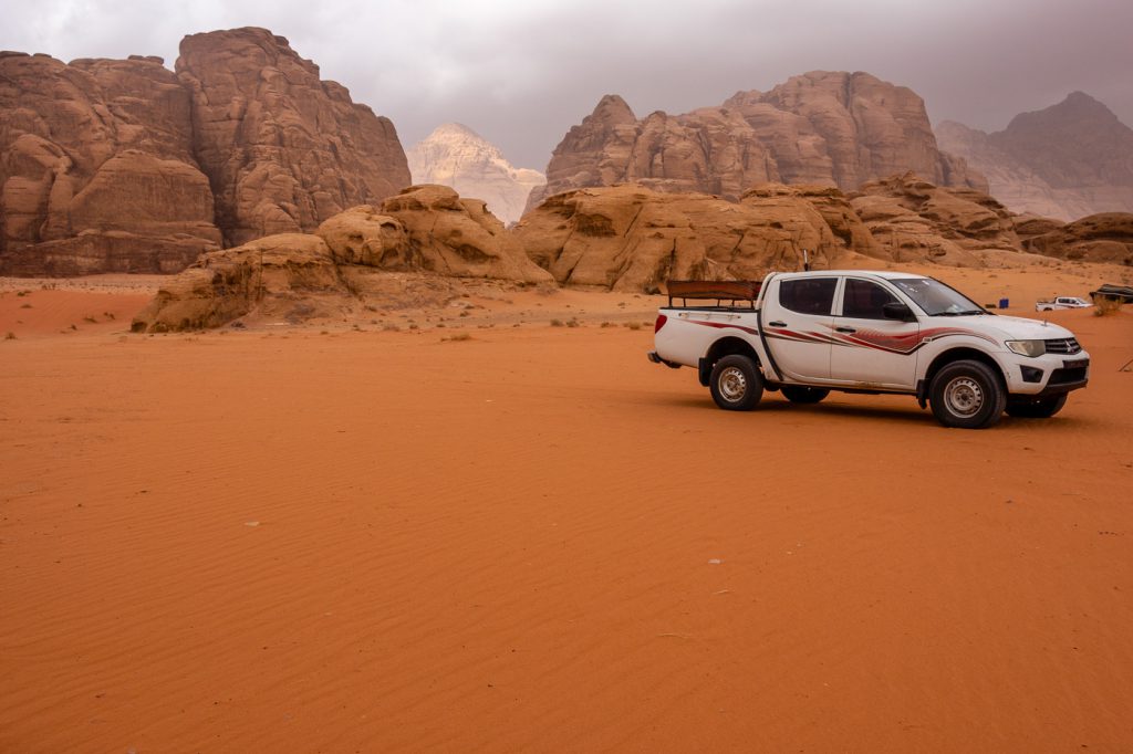 our 4x4 car on our Day Trip to Wadi Rum