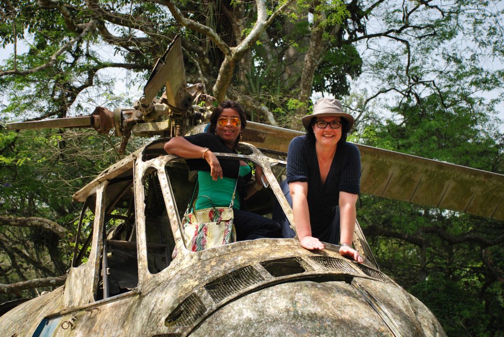 Exploring some rusty helicopter in Accra Botanical Gardens