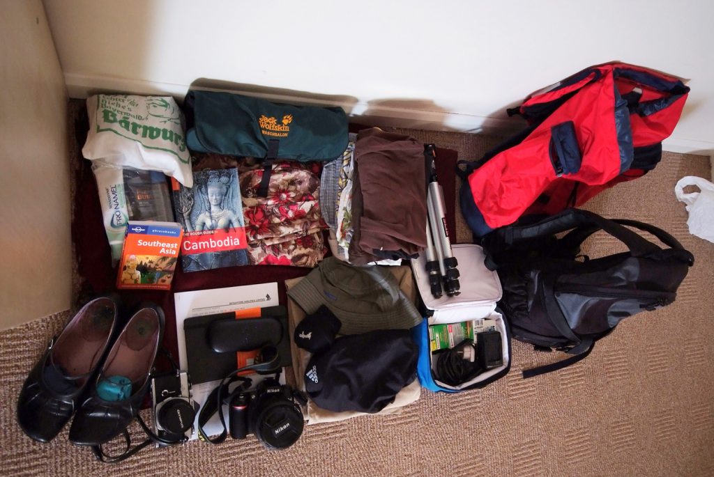 packing by backpack for two weeks in Cambodia