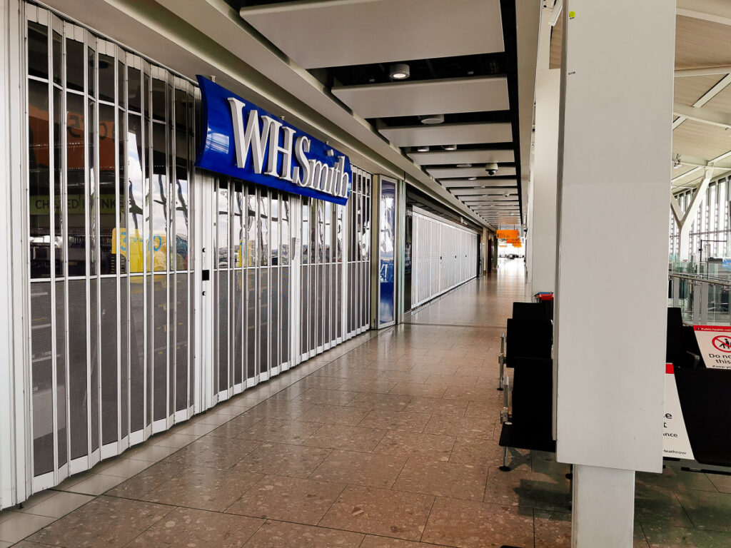 A shuttered shop in London LHR Terminal 5