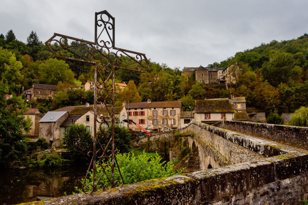 View of Pont de Cirou in Occitanie, Southern France 
