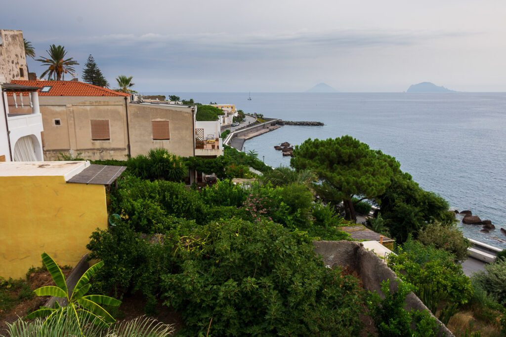 view from the roof terrace of Santa Marina Salina Antica Forestiera Hotel