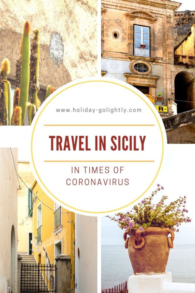 pin blog post travel in Sicily with Travel in Sicily in times of coronavirus