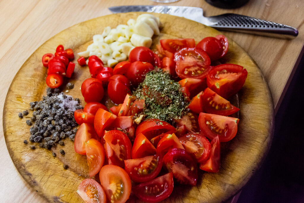 Pasta alla Norma ingredients to cook at home