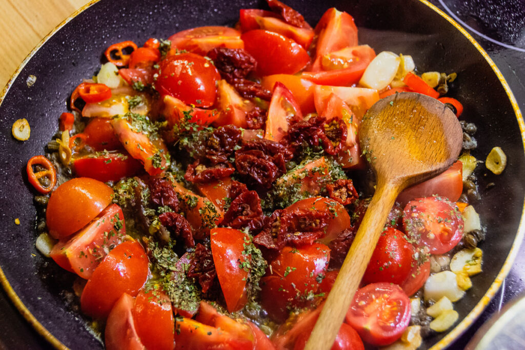 cooking sauce for Pasta alla Norma