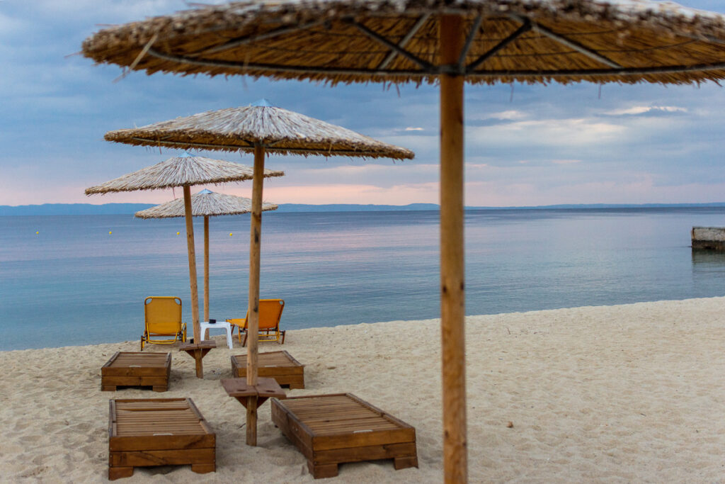 An empty beach in Nikiti, Sithonia, Greece