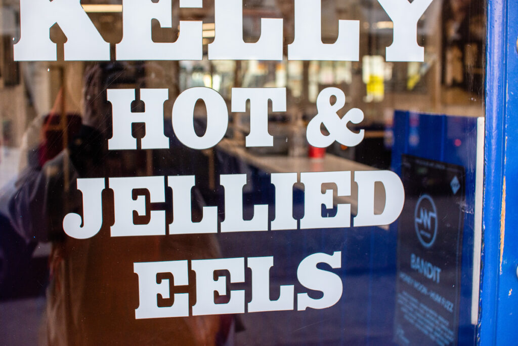 Window display eel shop in East London