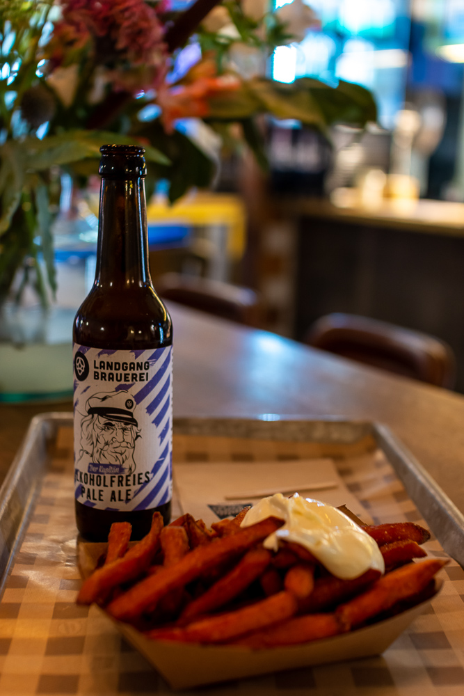 beer and fries at Fritz Restaurant in Weimar