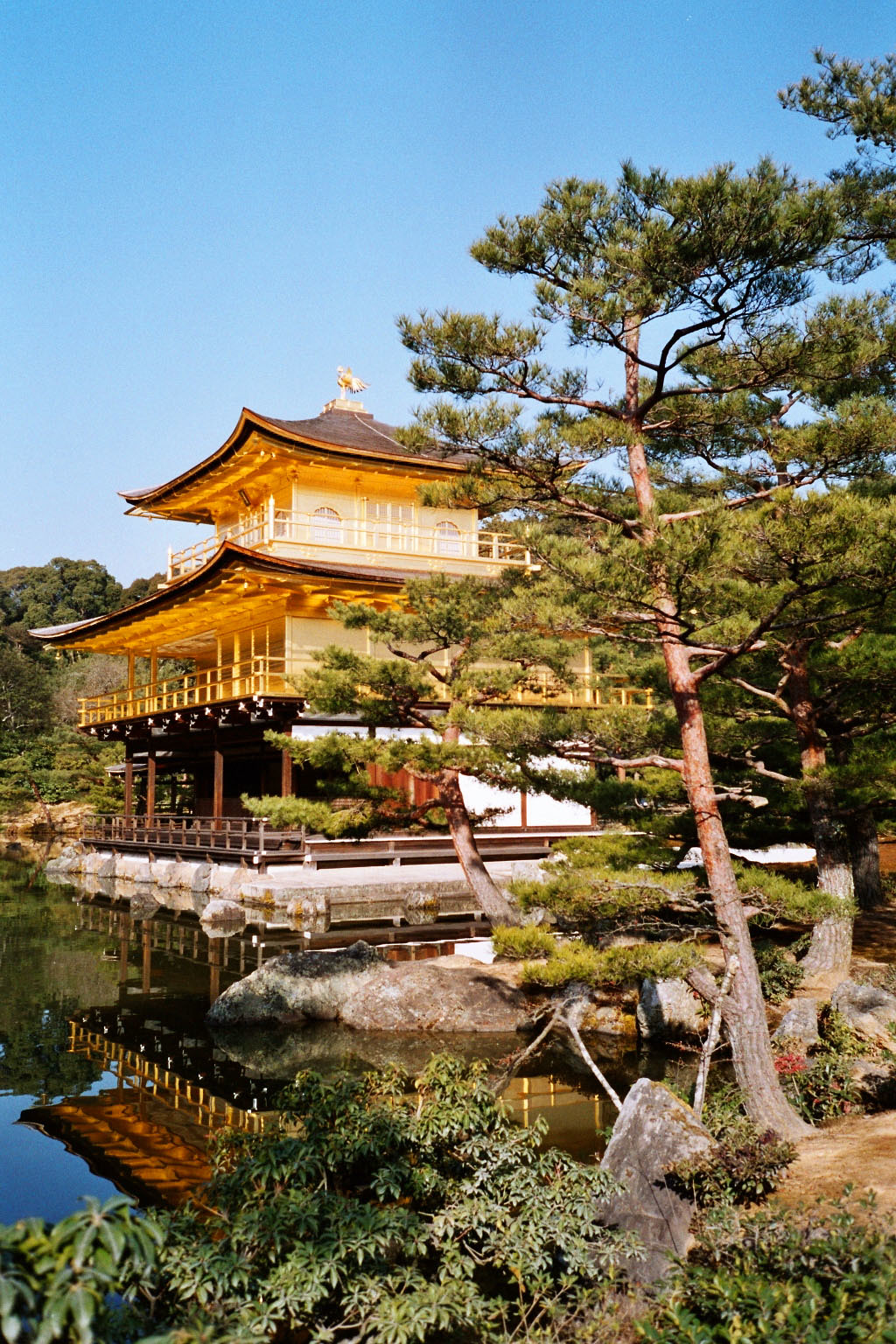 Kansai Itinerary> Kinkaku-ji Temple , with its beautiful reflection in the water, is a highlight but can get very busy